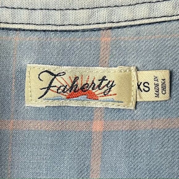 FAHERTY Light Blue Pink Check Button Up Tunic Shirt Dress Women's Size XS - Picture 4 of 9